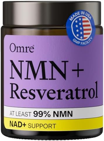 OMRE NMN + Resveratrol Supplement 99% Purity for Cellular Energy,...