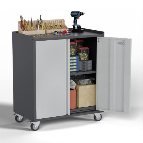 Jaord Metal Storage Cabinet With Wheels,Rolling Garage Tool Chest,Lockable Tool Cabinet With Adjustable Shelves For Home,Office… #TOP12