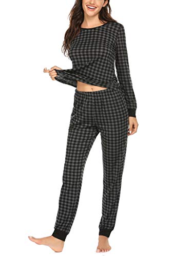 Ekouaer Womens Pajamas Sets Long Sleeve Tops with Jogger Pants Soft Pjs Lounge Set Outfits with Pockets3