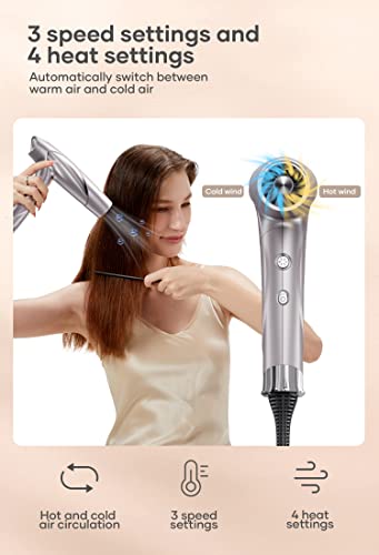 Zeite Professional Fast Drying Hair Dryer With Foldable Handle,Ionic Blow Dryer,High Speed Low Noise,Magnetic Nozzle,For Home Travel And Salon #TOP6