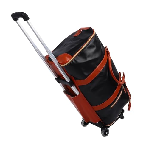 Diydeg Rolling Garment Bag, Water Proof Large Capacity Travel Bag with Detachable Trolley and Soft Leather Handle, Silent Wheels 40L Convertible Garment Duffel bag for Work Travel (Black Brown)