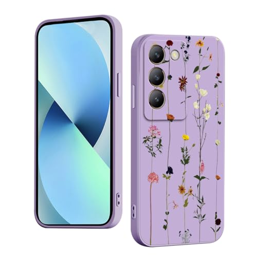 WOKEZ Silikonfodral för Vivo V40 SE 5G - Blomma, Lila 39