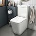 Price comparison product image Baystone® Provence Modern Bathroom Cloakroom 2 in 1 Close Coupled Toilet & Wash Basin Combi Set Combined WC Sink with Tap & Waste Square Pan, White Gloss