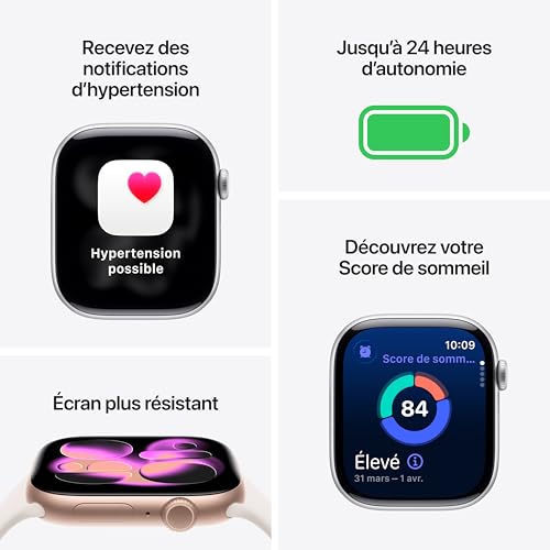 Apple Watch Series 11 [GPS + Cellular 46 mm] Montre connectée avec boîtier Noir de Jais et Bracelet Sport Noir. Score de Sommeil, Moniteur d’activité, Suivi de la santé, écran Toujours activé