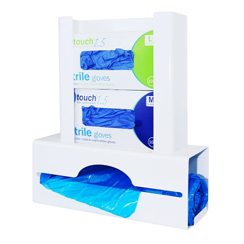 AEC1534 Double Glove & Standard Apron Dispenser, White