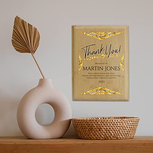 9" X 12" Custom Wall Plaque For Awards And Recognition, Genuine Bamboo Plaque With Keyholed Back For Vertical And Horizontal Hanging, Personalized Plaque For Office Wall Decor (Design B) #TOP4