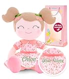 Gloveleya Personalized Doll with Your Name - Cute Pink Cherry Color Custom Soft Plush Doll for Girls Plush Doll Customized Gifts - Muñecas de Trapo Personalizadas para Niñas