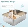 Stainless Steel Cat Litter Box Large Stainless Steel Box, Anti-Rust, Non-Stick, Easy to Clean, Odor-Resistant Durable Metal Litter Pan for Cats & Kittens,Rabbit,Dog(17.5 L x 13.6 W x 6 H)