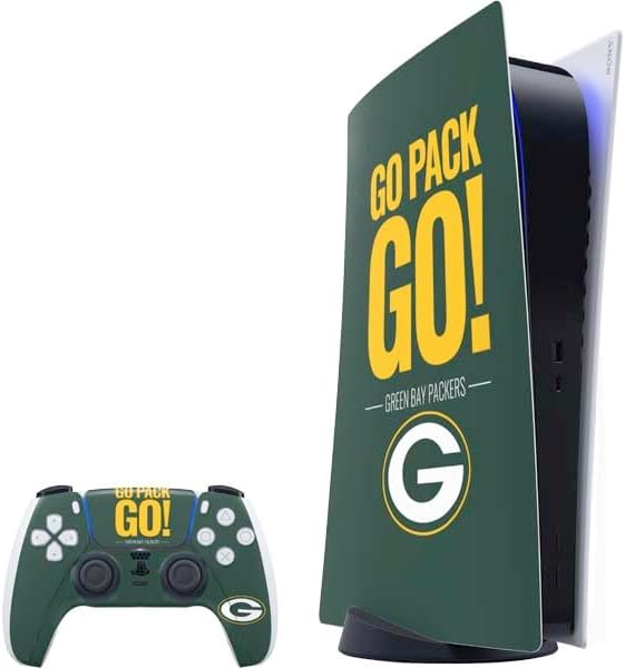 Skinit Decal Gaming Skin Compatible with PS5 Bundle - Officially Licensed NFL Green Bay Packers Black & White Design