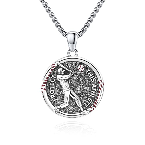 925 Sterling Silver Athlete Protection Necklace Sports Theme Amulet with Stainless Steel Chain