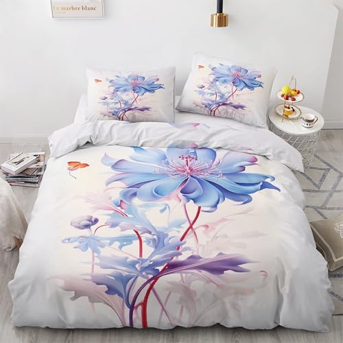 Housse de Couette 220x240 Fleurs Parure de Lit Douceur Absolue Microfibre - 2