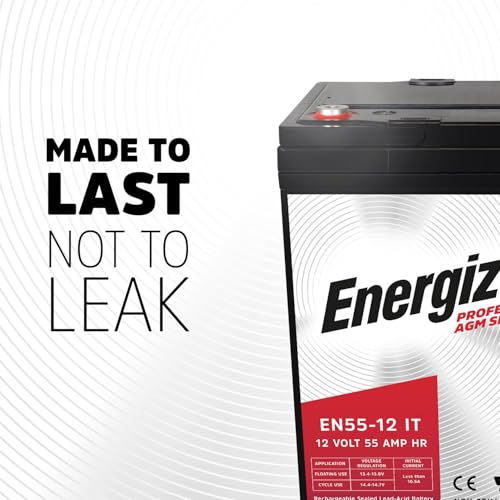 Image of Energizer EN55-12IT, 12 Volt 55 Amp Hr, Long Lasting Sealed Lead Acid AGM Rechargeable Battery Ideal For Use In Electric Scooters, Wheelchairs, Emergency Lighting, Backup Power, and more
