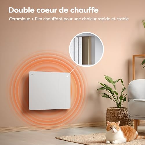 Radiateur inertie céramique CIARRA 1000W avec programmateur CBHTD10A-W - 7