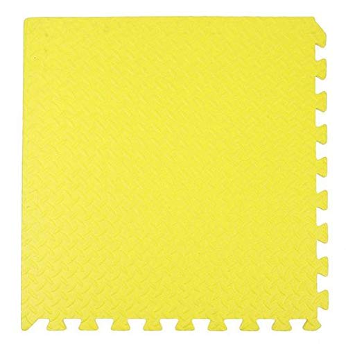 RBWTOYS Interlock EVA Foam Floor Mat 100cmx100cmx3cm Blue Color Plain Exercise Puzzle Mat for kids Activity (Yellow)