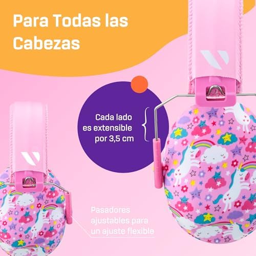 Miniatura 7 de Auriculares Con Cancelación De Ruido Prémium Vanderfields - Protección Auditiva Con Reducción De Sonido De Amplio Espectro De 33,2 Db A 2000 Hz - Kopfhörer Kinder 3-12 - Einhorn Traum