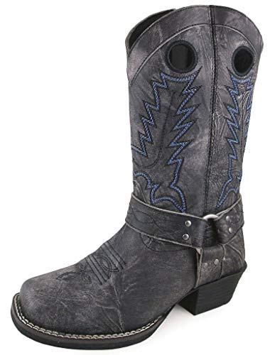 Smoky Mountain Kids' Redwood Square Toe Boot, Black Distress - 1 R