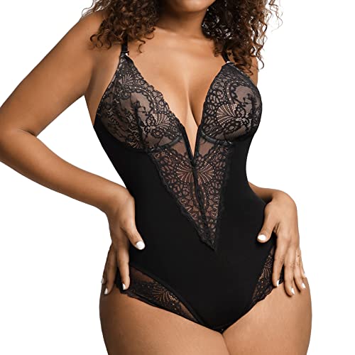 Popilush Shapewear For Women Tummy Control Body Shaper Seamless Sleeveless V Neck Bodysuit Tank Tops #TOP15