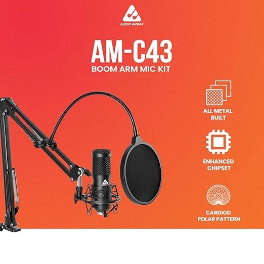 Image of Audio Array Professional Recording Bundle with BT Soundcard - USB Condenser Microphone, Studio Headphones | Cardioid Mic, Noise Reduction & 6 Sound Modes for Streaming Recording & Podcasting - PB-14