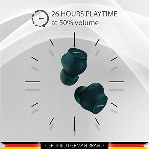 Image of Blaupunkt Germany's BTW25 Bass Pro Truly Wireless Bluetooth Earbuds with Premium Sound, Type C Fast Charging in Ear Headphones with Mic, Green