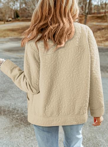 Dokotoo Jackets for Women Casual Long Sleeve Collared Jacquard Coats Trendy Button Down Shacket Jacket with Pockets2