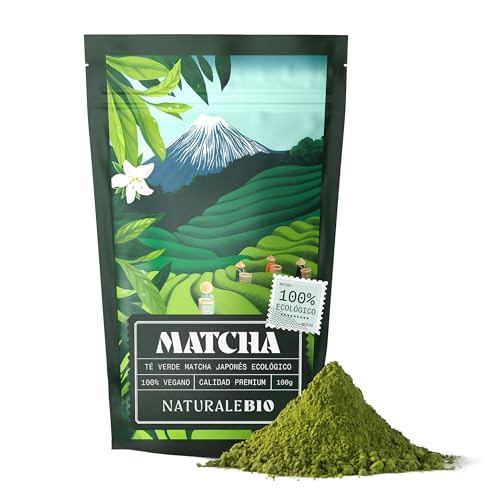 Té Verde Matcha Orgánico en Polvo - Grado Premium - 100g. Té Biológico, Ecológico Cultivado en Japón, Uji, Kyoto. Ideal para Beber, Cocina y Latte.