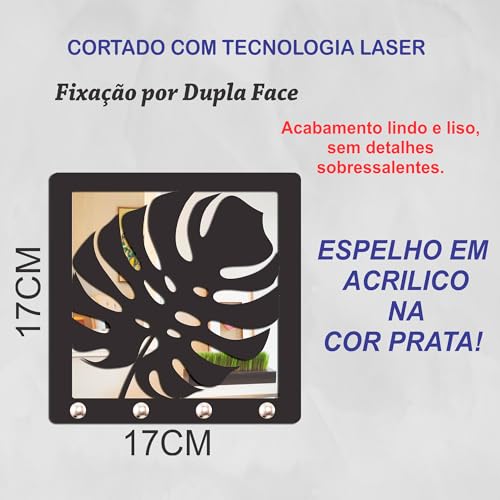 Porta Chaves Parede Espelhado Suporte Gancho Decorativo