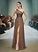 MIMIFINA Women's Glamorous One ShoulderLong Evening Dress with High Slit Waist Cinching for Weddings Party Brown