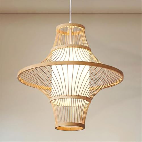 Abat-jour décoratif pour gâteau et lustre géométrique double couche en bois