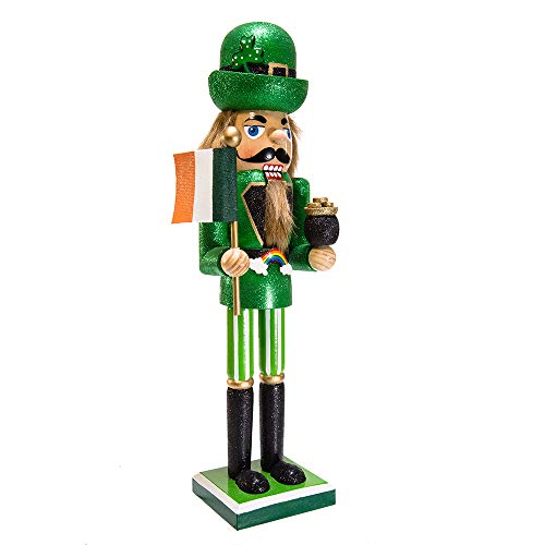 Kurt Adler Irish Nutcracker with Flag and Pot of Gold, 15-Inch