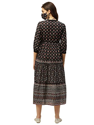 Image of Juniper Women's Maxi Tiered Dress with Mask (2486BLACK Black)