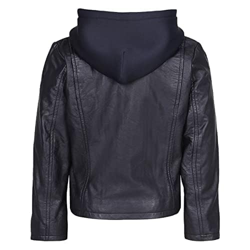 Kids Motorcycle Jacket - Genuine Black Boys Leather Jacket with Hoodie3