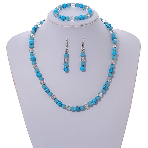 Collares de cristal transparente con pendientes y pulseras ajustables 3