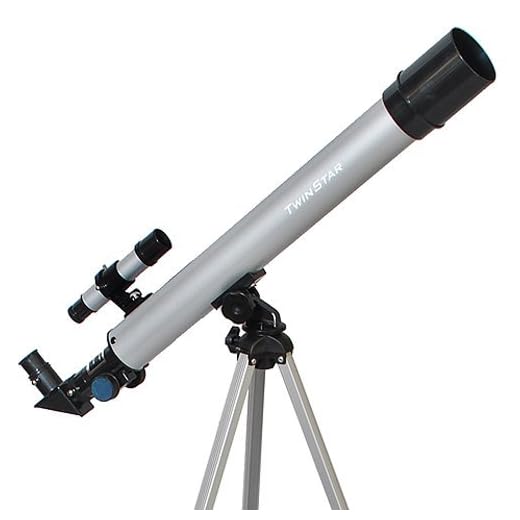TwinStar AstroMark 50mm 75x Refractor Telescope Kids Pack Bundle - Fully Coated Glass Optics - Portable Tripod Eyepieces (AstroMark 50mm 75x Power Refractor Telescope, Silver)