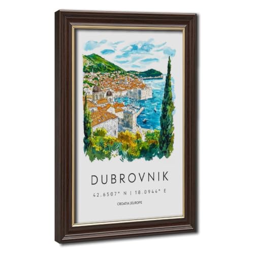 wangpaihui Dubrovnik Watercolor Poster Wall Art Dubrovnik Wall Hanging Home Décor Gift Art Lovers Croatia Canvas Posters Wall Art for Offices Living Room Hanging Frame 8" L X 12" W