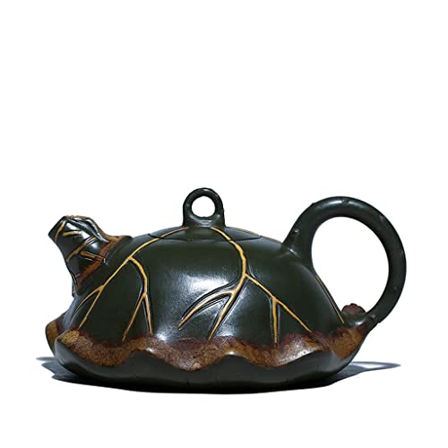 IUokLU Tetera De Arcilla Morada Zisha, Hecha A Mano, Juego De Té, Tetera De Barro Huanglongshan, Tetera De Hoja De Loto