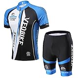 VEOBIKE Herren Trikot Set Kurzarm Trikot Fahrradbekleidung Fahrradtrikot Männer Trikot Atmungsaktiv Schnell Rocknend, EU M, Blau&Weiß