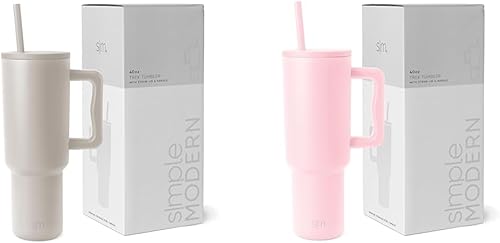 Simple Modern Vaso de 40 onzas con asa, tapa de popote y vaso de 40 onzas con asa y tapa para popote