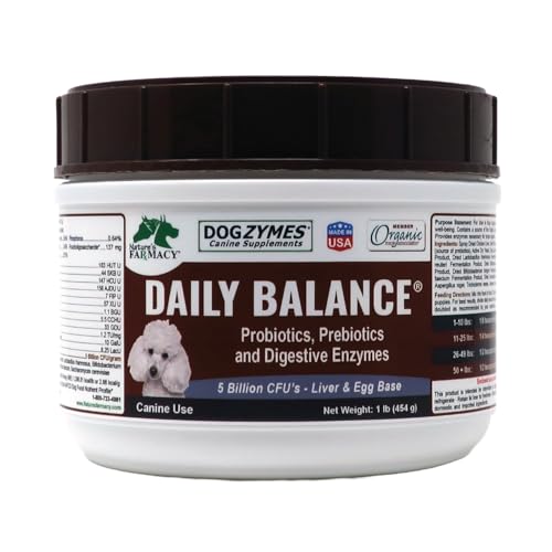 Dogzymes Probiotic Daily Balance - Supplies Nutritional Support and Live microorganisms for intestinal Well-Being as Well as enzymes for Proper Digestion. Liver and Egg Base. (1 Pound)