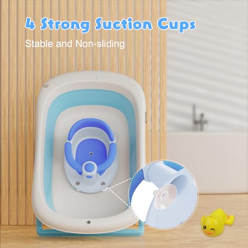 Baby Bath Seat for Babies 6 Months & Up, Bath Seats for Babies Sitting Up, 3 Baby Bath Toys, Open Design Bathtub Seat for Baby, Non-Slip, Compact Toddler Bath Seat. - Thumbnail 5