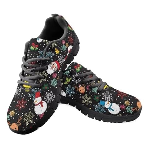 FKELYI Women's Christmas Sneakers Trainers Sneakers Santa Claus,Snowflake,Snowman Design Sports Running Shoes Easy Go Walking Flats 37 Cover