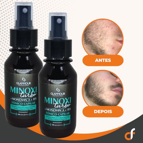 Minoxi Turbo 100ml Tônico Capilar kit 2uni Tratamento Antiqueda e Crescimento Cabelo Barba e Bigode