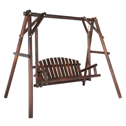 VINGLI Heavy Duty 880 LBS Wooden Patio Porch Swing with