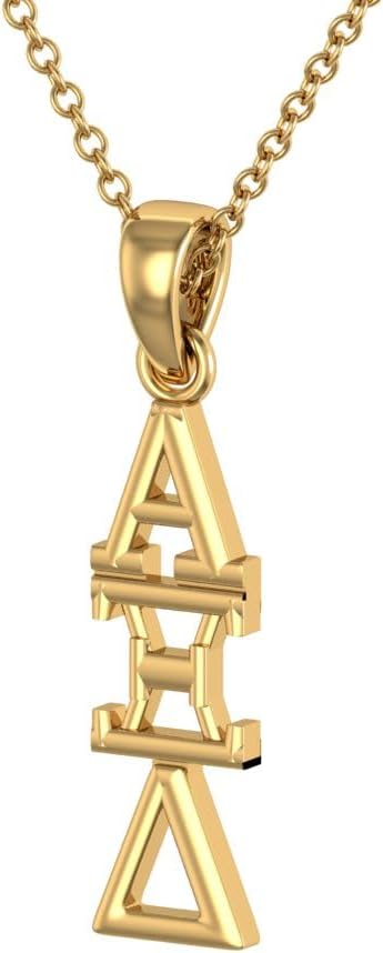 Alpha Xi Delta Necklace Vetical Gold Plated Sterling Silver Pendant with 18" Chain