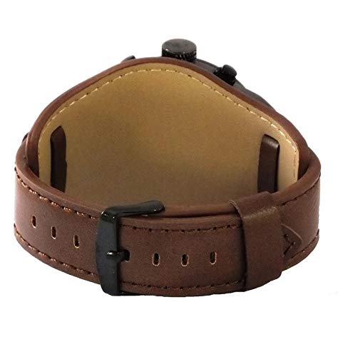 Back view of the SKMEI GADIN-9165 watch, showing the leather strap and buckle.