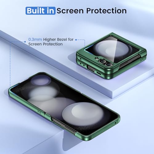 Ruky for Galaxy Z Flip 5 Case, Hard PC Ultra Slim Shockproof Protective Cover, Support Wireless Charging Full Body Drop Protection Case for Samsung Galaxy Z Flip 5, Dark Green by Ruky - Image 5