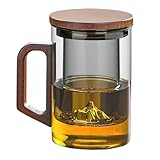 Unbreakable - Glass Tea Cup with Infuser and Lid, 950ML / 32oz Large Borosilicate Tea Mug with Wooden Handle and Lid, Heat Resistant Glass Tea Cup for Loose Leaf Tea, Home Office Use