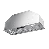 Zephyr AK8100BS Range Hood 600 CFM Power 3 Speed Fan Tornado I Canopy Vent Insert with Angled Housing, Hybrid Baffle Filters and Dual LED Lights
