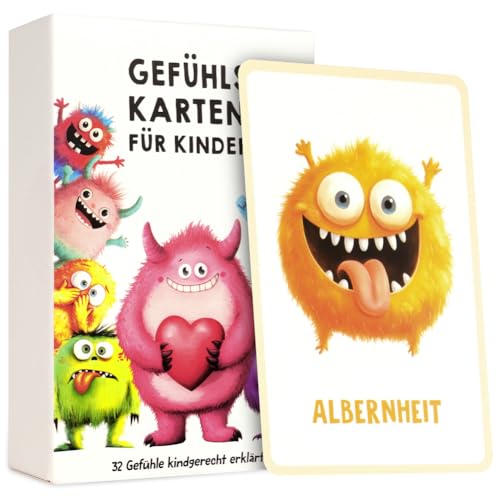 Aolso Gefühlskarten für Kinder, 32 Stück lebendige Emotionsbilder, Deutsch, Emotionskarten für Selbstregulation und EIN gutes Gefühl, Geeignet für Kindergärten, Grundschulen und Familien