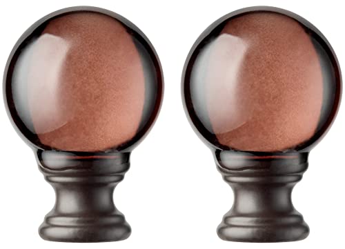 Qc 2 Pcs Lamp Finials, Ball Shaped Tawny Crystal Glass With Bronze Finish Screw Knob Base For Lamp Shade Top Cap thumb #2