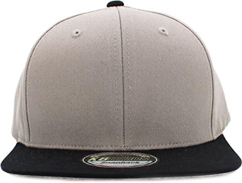 Image of KBETHOS Classic Snapback Hat Blank Cap Underbrim Cotton Wool Blend Flat Visor Adjustable Unisex